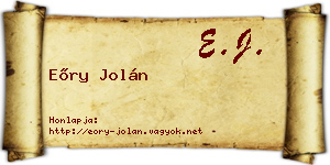 Eőry Jolán névjegykártya
